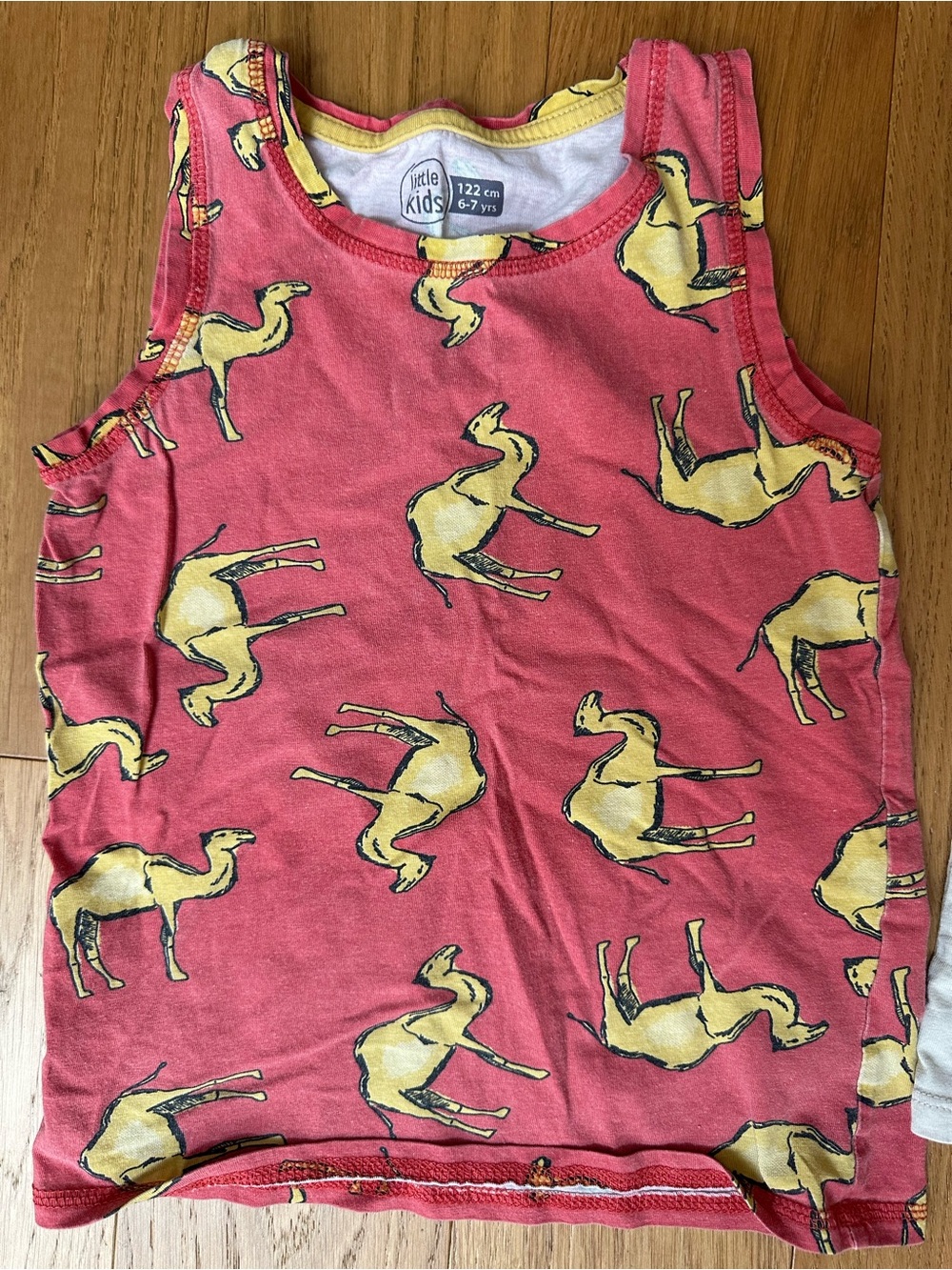 Kids Coral Tank Top with Yellow Camel Print -